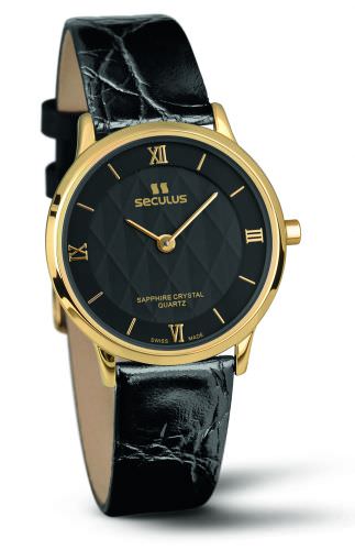 Seculus 1610.1.106 black, pvd, black leather