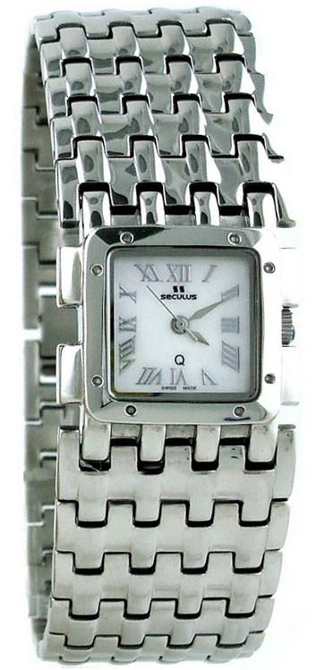 Seculus 1644.2.763 ss case, white mop dial, ss bracelet