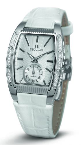 Seculus 1667.2.1069 white, ss cz stones, white leather