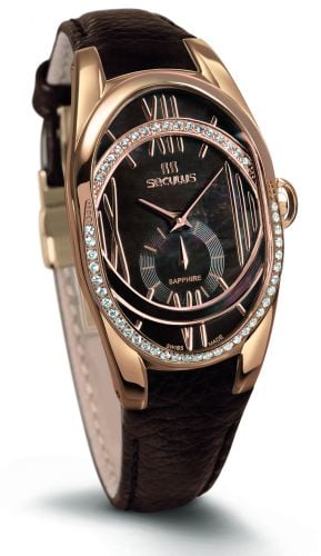 Seculus 1668.2.1064 brown, pvd-r cz stones, brown leather