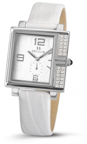 Seculus 1670.2.1064 white, ss-cz, white leather