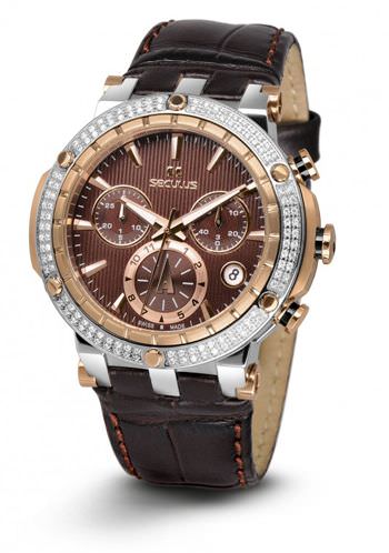 Seculus 1682.2.503 brown, ss-r with stones, brown leather