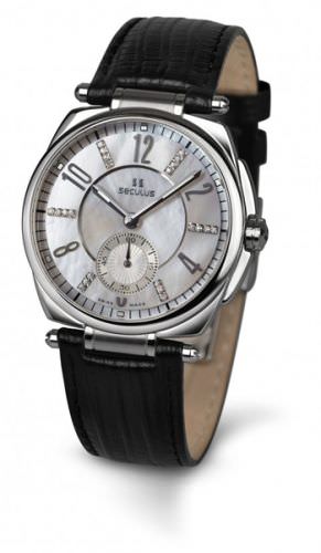 Seculus 1700.8.1069 white-mop-cz, ss, black leather