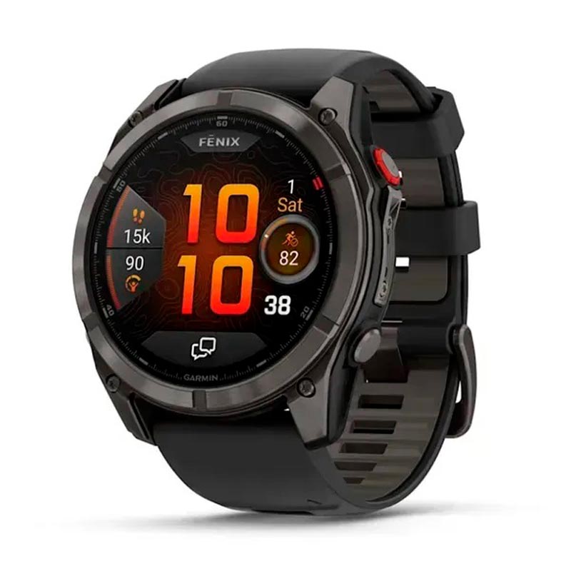 Garmin Смарт-часы Garmin Fenix 8 Pro (51 mm) AMOLED Sapphire, титан Carbon Gray DLC с силиконовым черно-серым ремешком